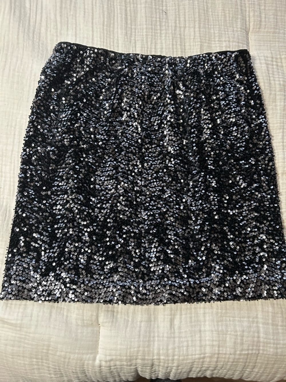 Lands End Gunmetal sequin skirt NWT